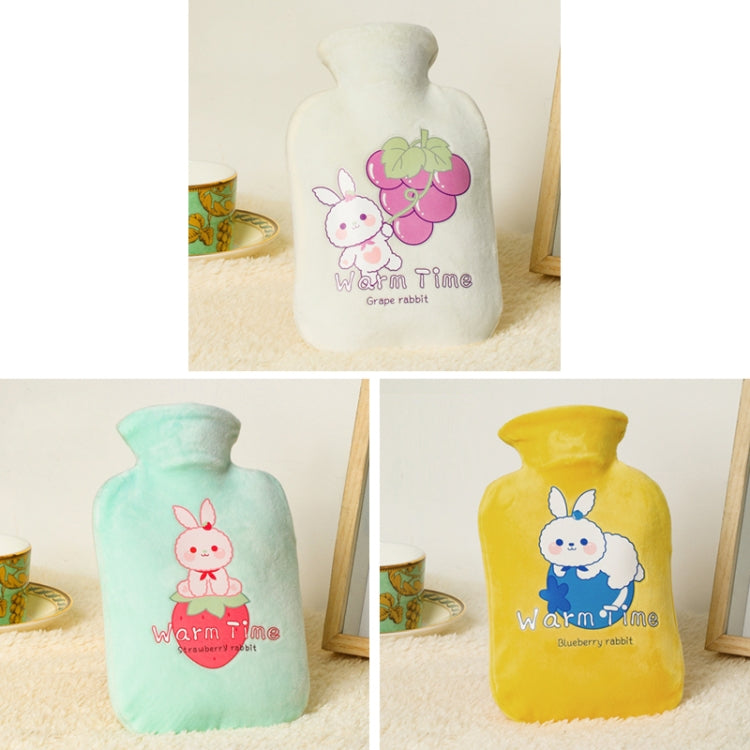 Cartoon Velvet Cover Thickened Explosion-Proof PVC Water-Filled Hot Water Bag, Color: 500ML Light Green