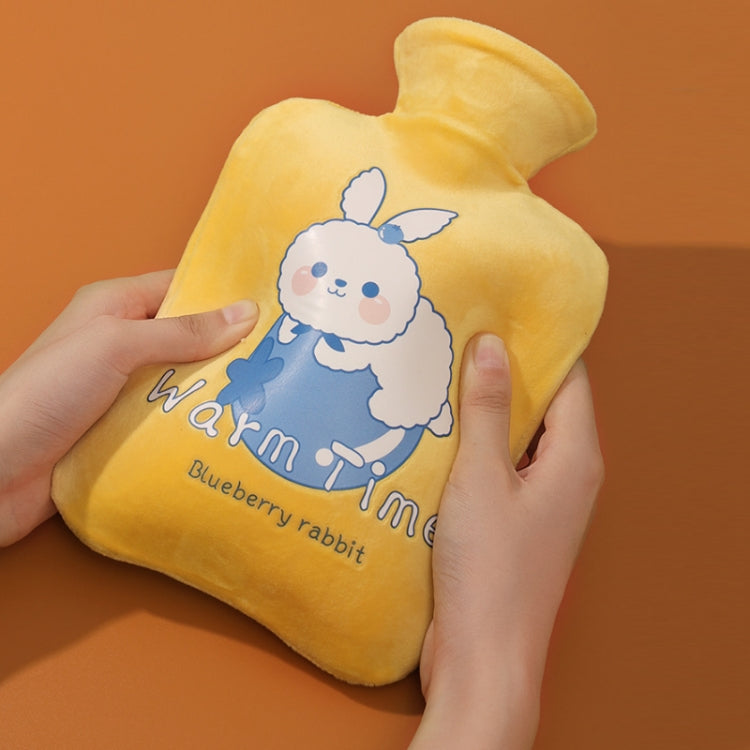 Cartoon Velvet Cover Thickened Explosion-Proof PVC Water-Filled Hot Water Bag, Color: 500ML Light Green