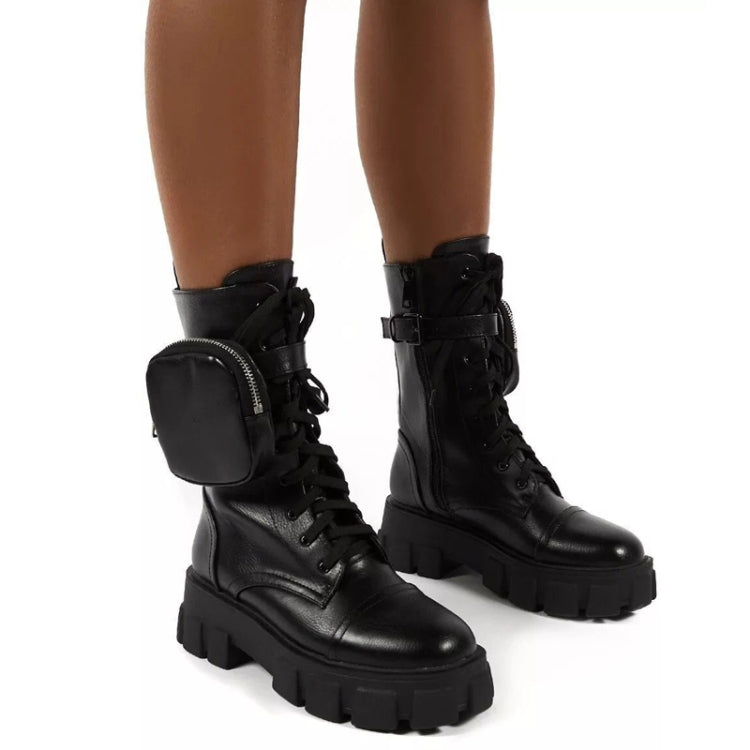 Autumn and Winter Retro Thick-soled Muffin Heel Martin Boots, Size: