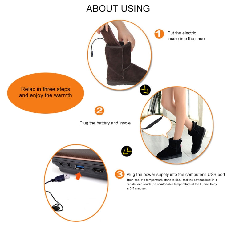 USB Heating Insoles Electric Heating Foot Warmer Insoles,Spec: With Thermostat