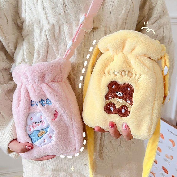Plush Embroidery Washable Can Be Crossbody Water-Filled Warm Water Bag Yellow Bear
