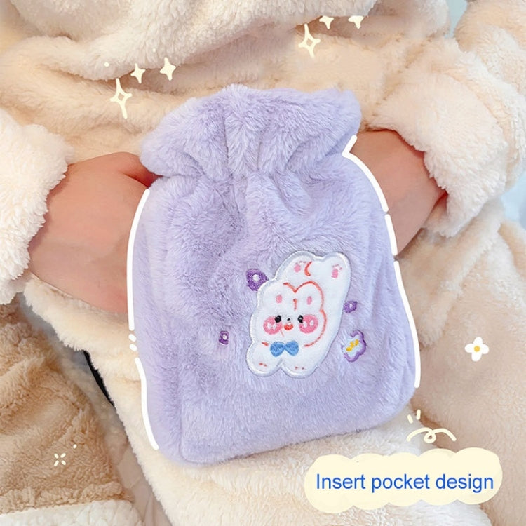 Plush Embroidery Washable Can Be Crossbody Water-Filled Warm Water Bag Pink Bunny+Strap