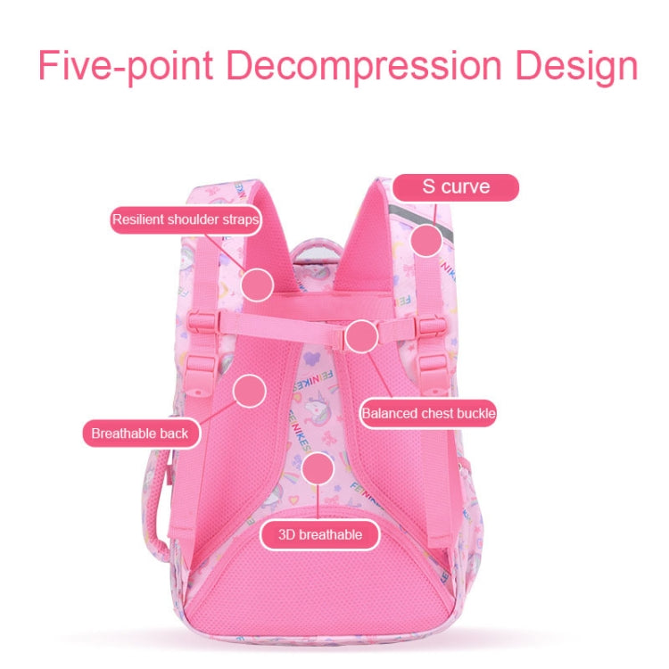 5177 Cute Unicorn Pattern Waterproof Breathable Student Schoolbag, Size: L (Pink)