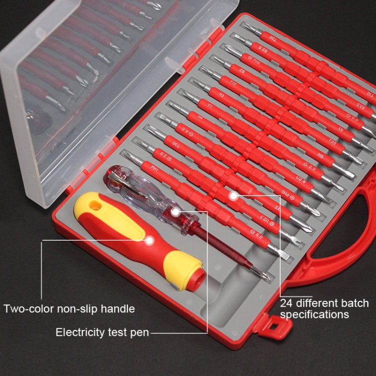 26 In 1 VDE Insulated Handle Electrician Screwdriver Set Home Maintenance Tools