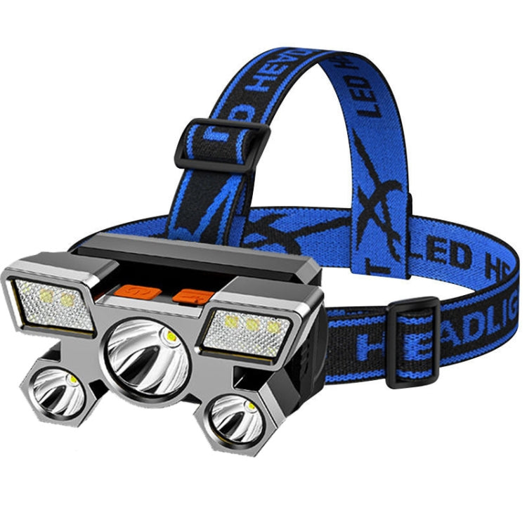 LED Five-headed Aircraft Light USB Rechargeable Headlamp Mining Light