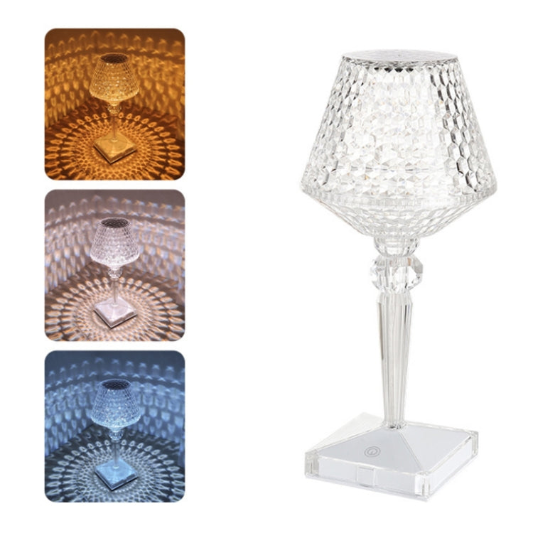 Bedside Crystal Table Lamp LED Wine Glass Night Light, Specification: 3 Color Model USB