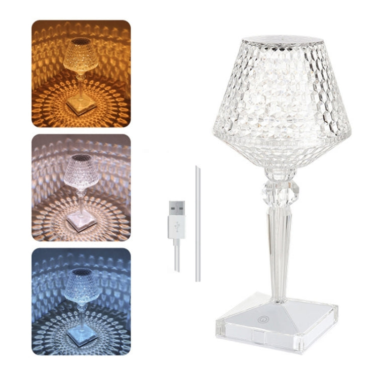 Bedside Crystal Table Lamp LED Wine Glass Night Light, Specification: 3 Color Plug-in Model