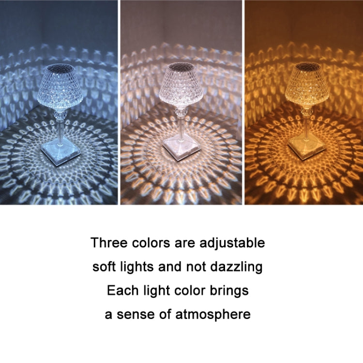 Bedside Crystal Table Lamp LED Wine Glass Night Light, Specification: 3 Color Plug-in Model