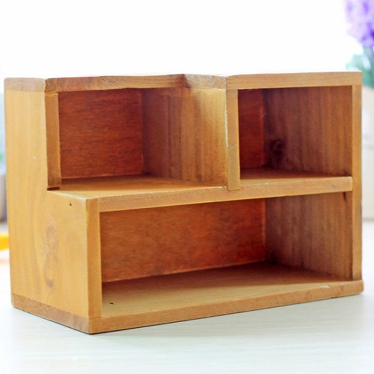 Desk Organizer Wooden Pen Holder Remote Control Storage Box