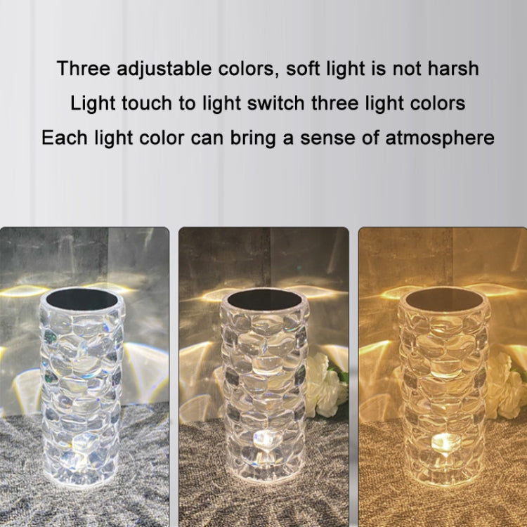 Water Drop Ambient Light Bedside LED Crystal Table Lamp, Model: 3 Colors Touch
