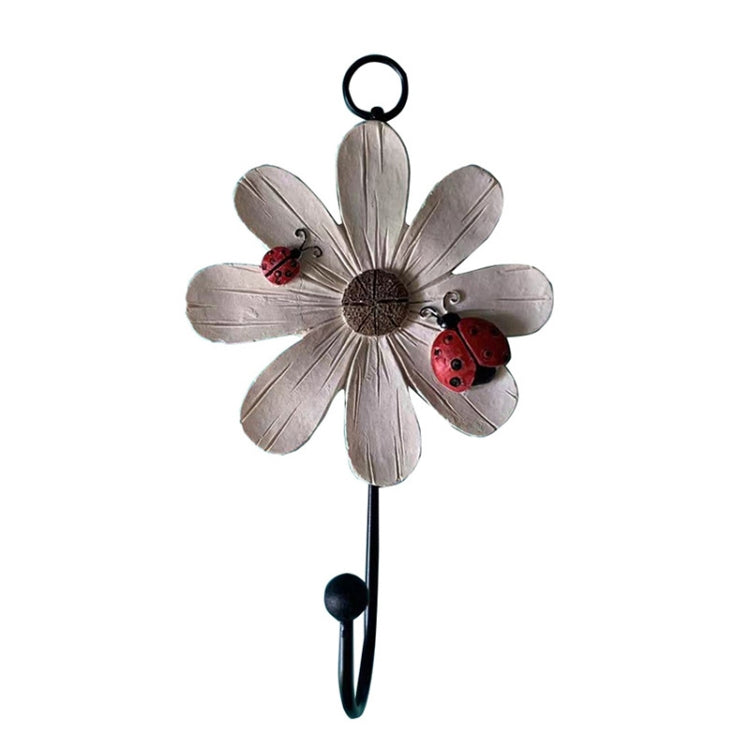 2 PCS Wall Coat Hooks Resin Flower Home Decor Hangings