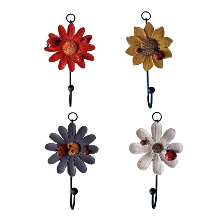 2 PCS Wall Coat Hooks Resin Flower Home Decor Hangings