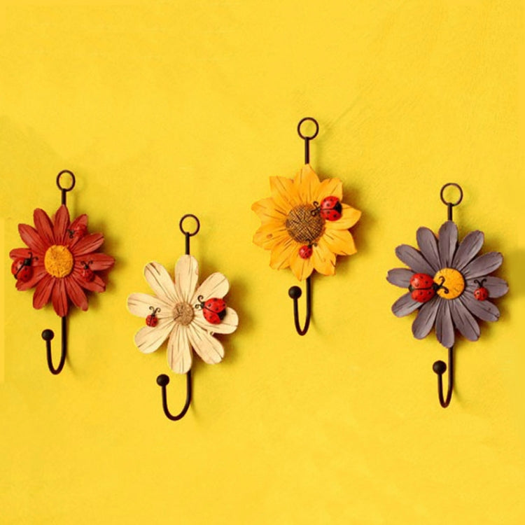 2 PCS Wall Coat Hooks Resin Flower Home Decor Hangings