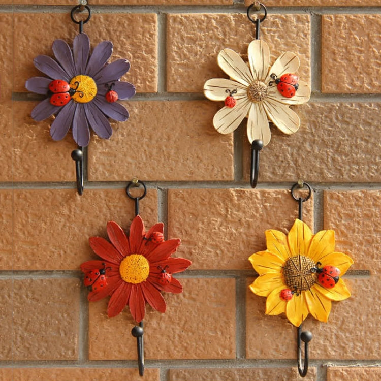 2 PCS Wall Coat Hooks Resin Flower Home Decor Hangings