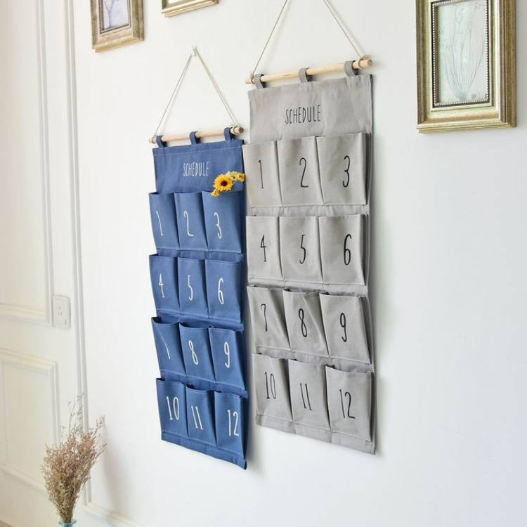 12 Compartments Fabric Hanging Bag Wall Storage Bag
