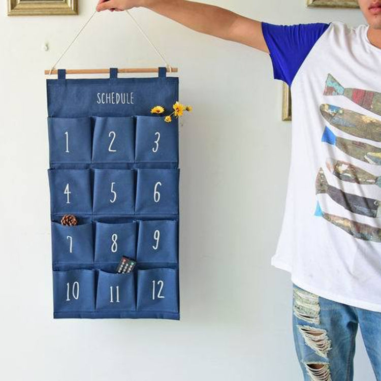 12 Compartments Fabric Hanging Bag Wall Storage Bag
