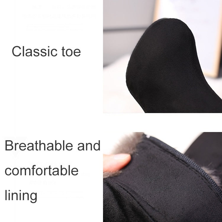 Autumn And Winter Thick High Heeled Padded Warm Suede Round Toe Boots, Size:
