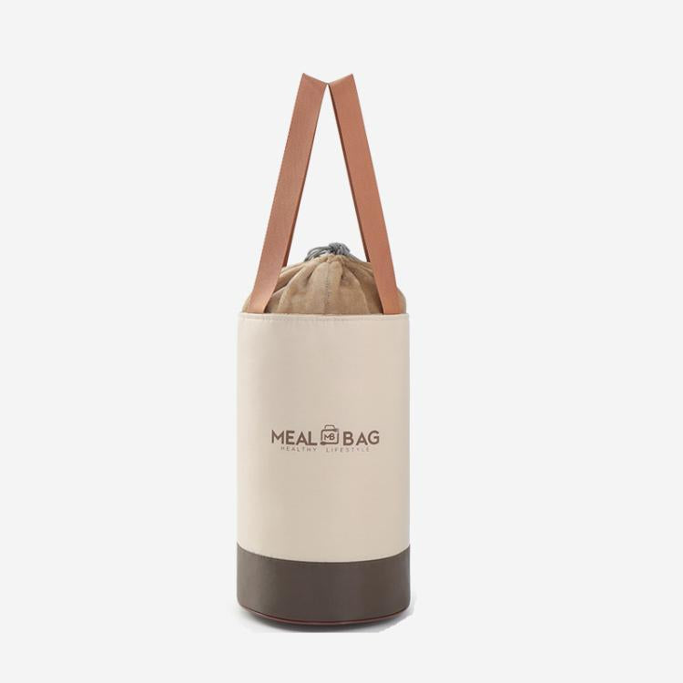Thermal Insulated Round Lunch Bag with Drawstring & Handles Food Container Carrier, Size: Medium