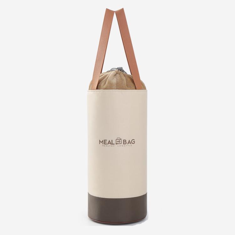 Thermal Insulated Round Lunch Bag with Drawstring & Handles Food Container Carrier, Size: Large