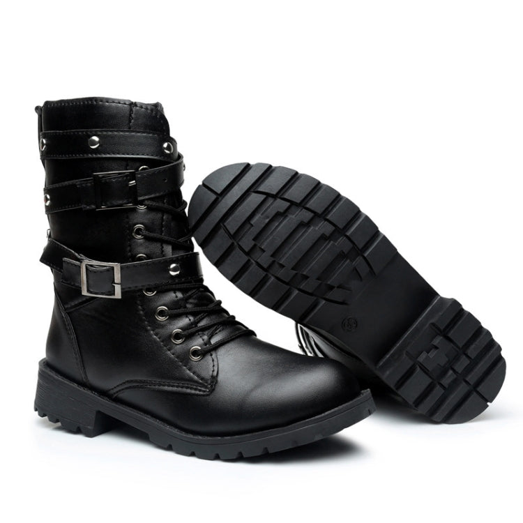 Female Martin Boots Riveted Belt Buckle Flat Bottom Boots, Size:
