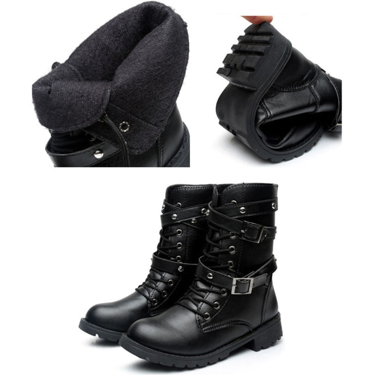 Female Martin Boots Riveted Belt Buckle Flat Bottom Boots, Size: