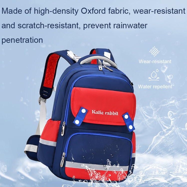 3862 Multi-compartment Ridge Protection Lightweight Waterproof Kids Schoolbag, Size: L (Royal Blue Pink)