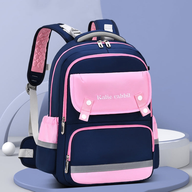 3862 Multi-compartment Ridge Protection Lightweight Waterproof Kids Schoolbag, Size: S (Royal Blue Pink)