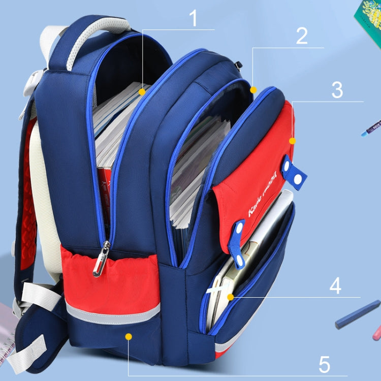 3862 Multi-compartment Ridge Protection Lightweight Waterproof Kids Schoolbag, Size: S (Royal Blue Pink)
