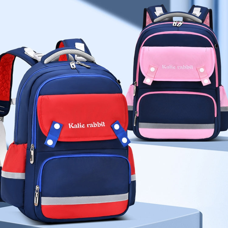 3862 Multi-compartment Ridge Protection Lightweight Waterproof Kids Schoolbag, Size: L (Royal Blue Red)