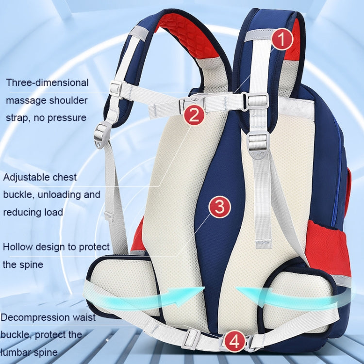 3862 Multi-compartment Ridge Protection Lightweight Waterproof Kids Schoolbag, Size: L (Royal Blue Red)