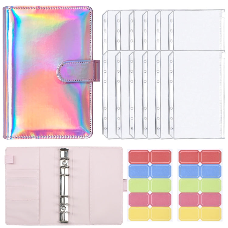 A6 Dazzling Color Loose-leaf Handbook Laser Macaroon PU Cash Budget Book