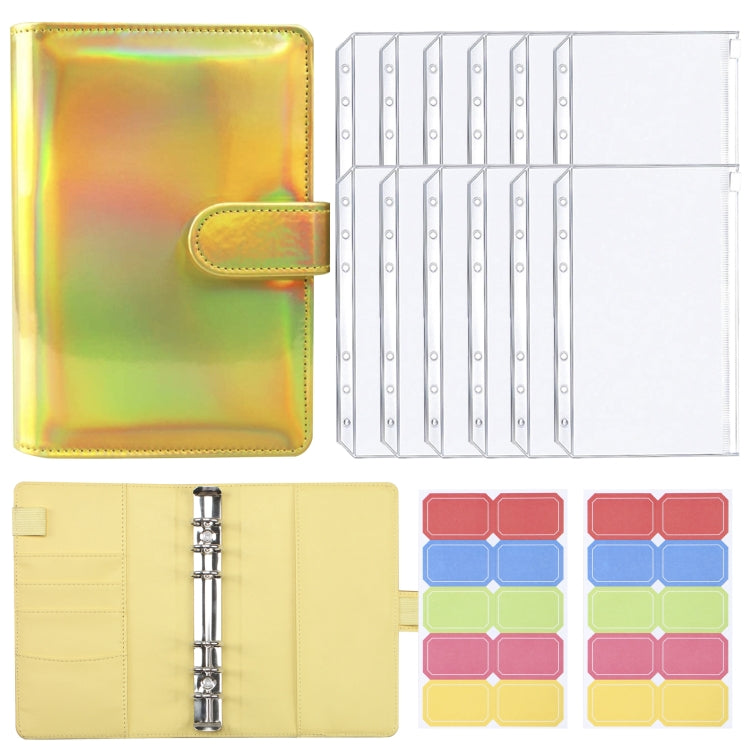 A6 Dazzling Color Loose-leaf Handbook Laser Macaroon PU Cash Budget Book
