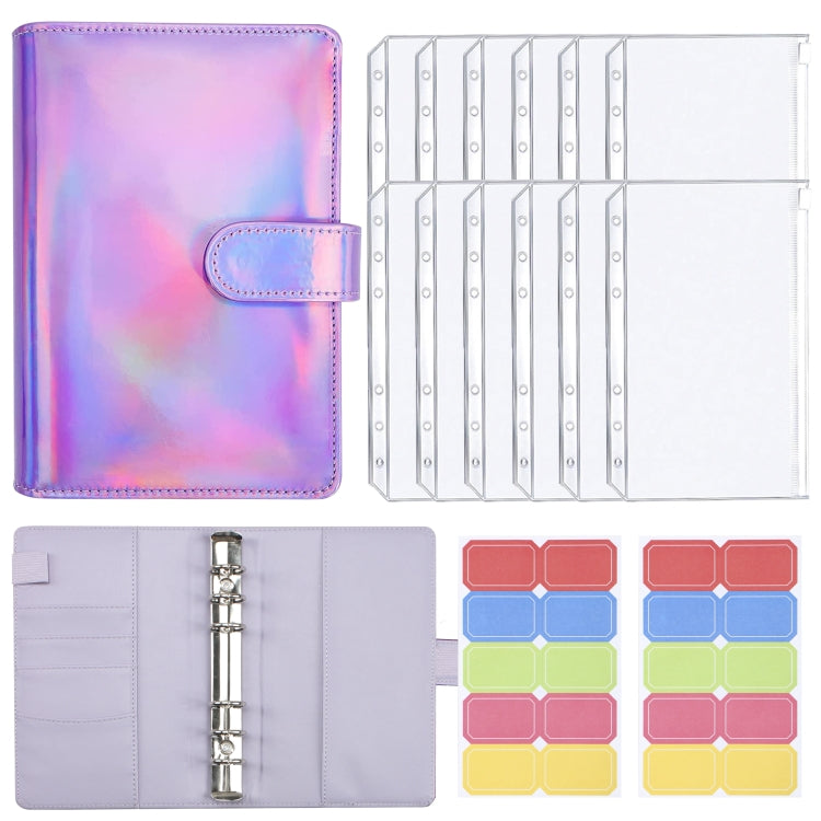 A6 Dazzling Color Loose-leaf Handbook Laser Macaroon PU Cash Budget Book