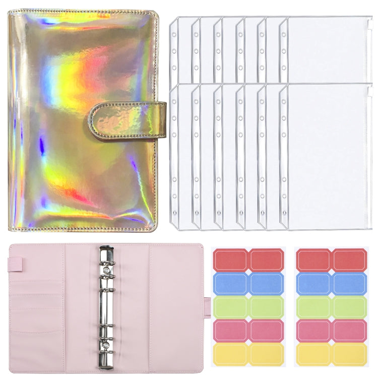 A6 Dazzling Color Loose-leaf Handbook Laser Macaroon PU Cash Budget Book