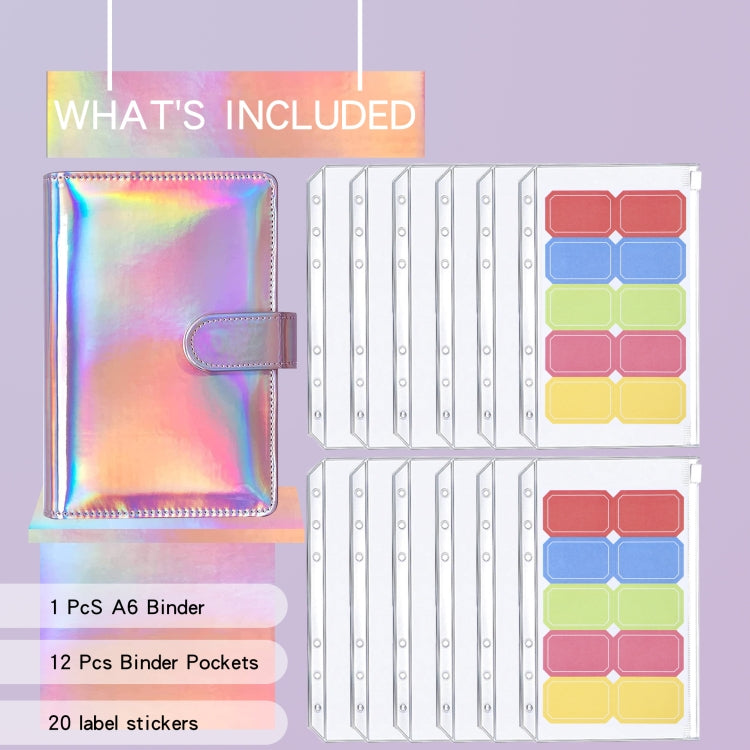 A6 Dazzling Color Loose-leaf Handbook Laser Macaroon PU Cash Budget Book