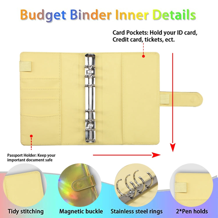A6 Dazzling Color Loose-leaf Handbook Laser Macaroon PU Cash Budget Book