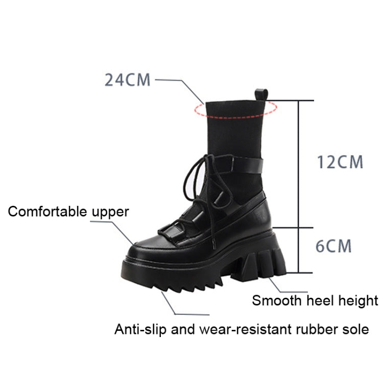 Women Martin Boots Round Toe Sock Boots, Size: