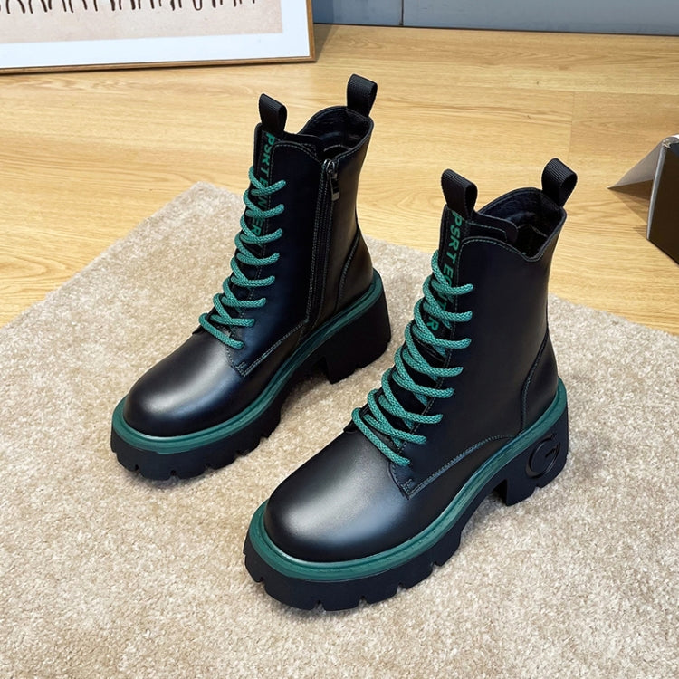Leather Thick Soles Martin Boots Women Small Short Boots, Size:
