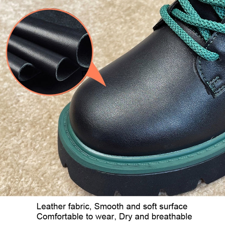 Leather Thick Soles Martin Boots Women Small Short Boots, Size: