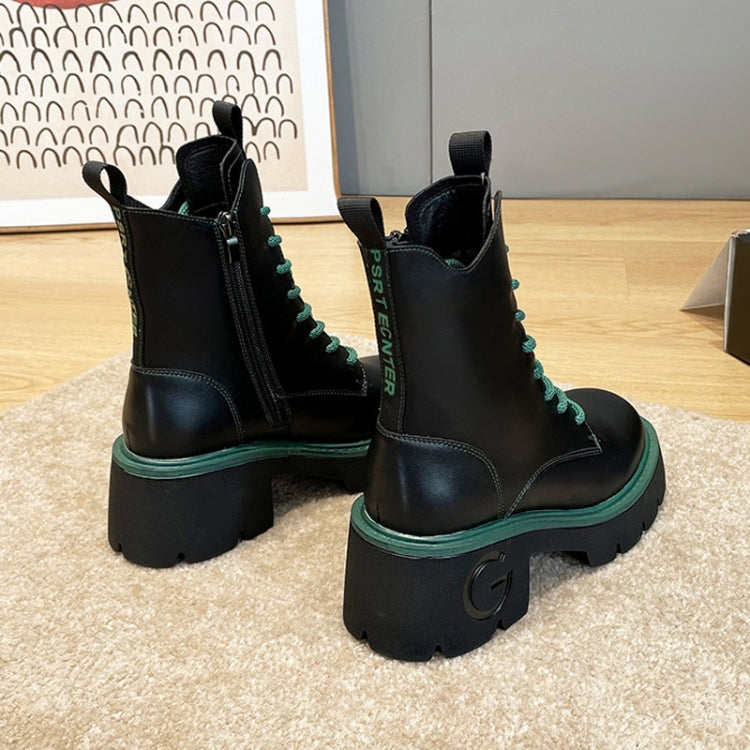 Leather Thick Soles Martin Boots Women Small Short Boots, Size:
