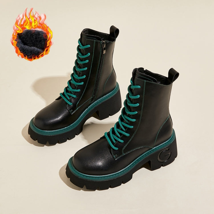 Leather Thick Soles Martin Boots Women Small Short Boots, Size: