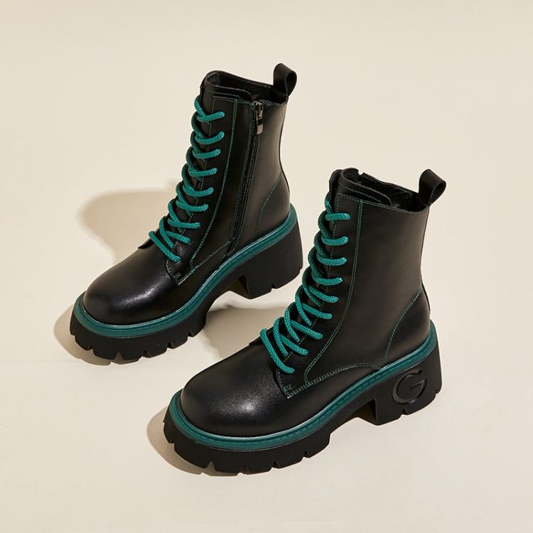 Leather Thick Soles Martin Boots Women Small Short Boots, Size:
