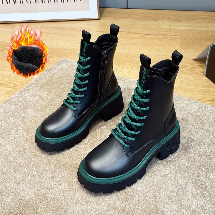 Leather Thick Soles Martin Boots Women Small Short Boots, Size: