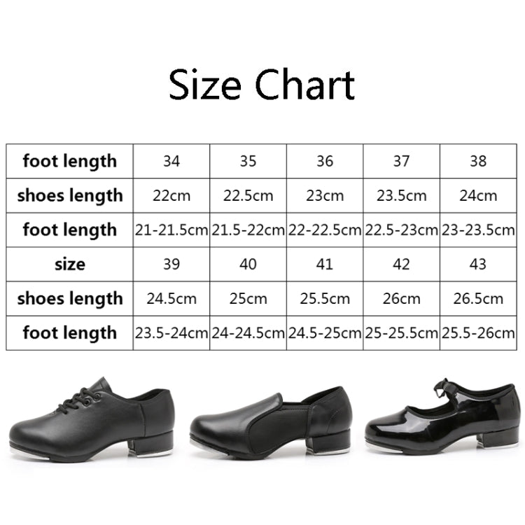 Beginners Straight Bottom Tap Shoes Black Imitation Leather Soft Bottom Shoes, Size: