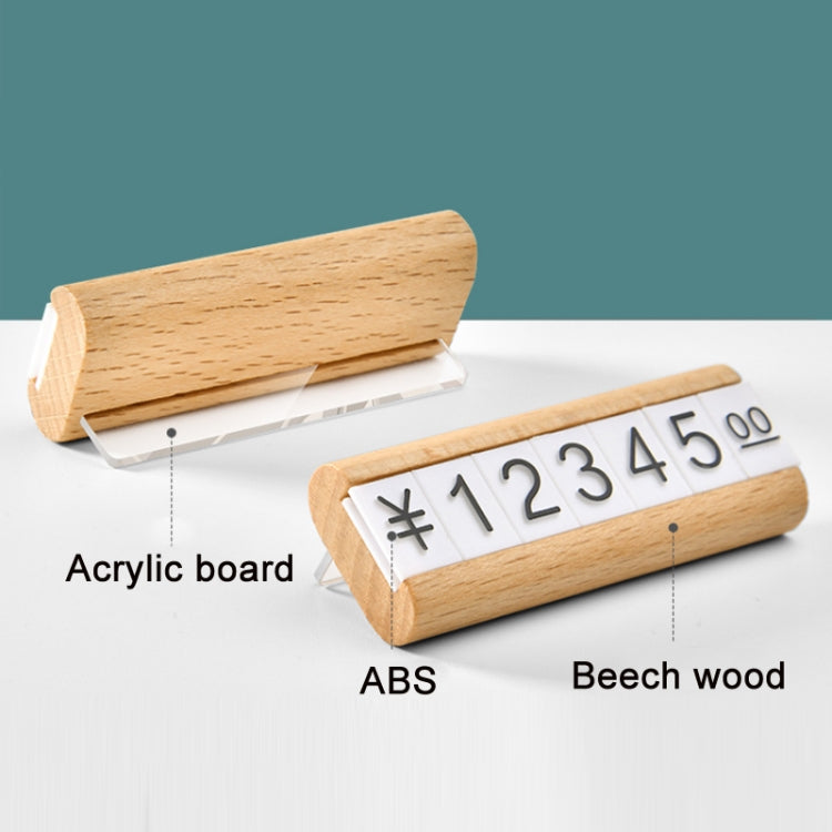 2 PCS Digital Price Tag Solid Wood Detachable Digital Standing Sign