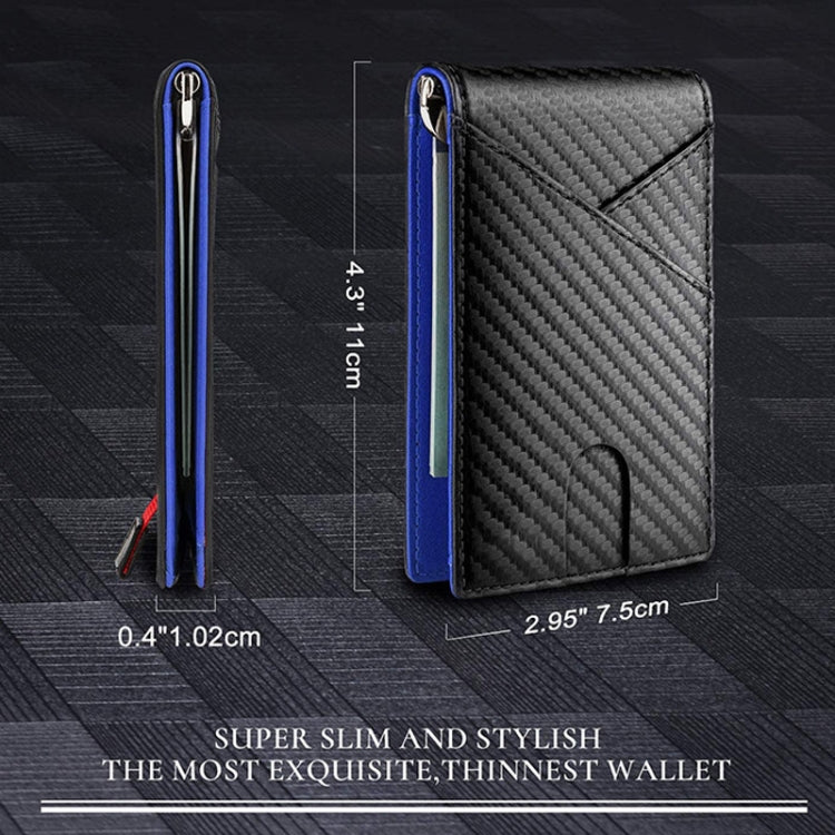 Carbon Fiber RFID Anti-magnetic Anti-theft Card Holder Short Wallet(Black)
