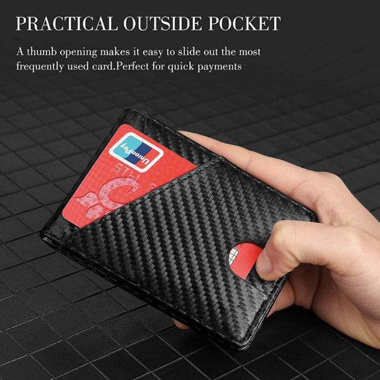 Carbon Fiber RFID Anti-magnetic Anti-theft Card Holder Short Wallet(Black)