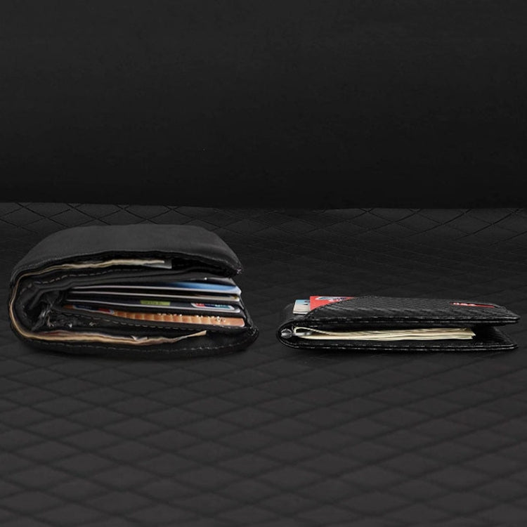 Carbon Fiber RFID Anti-magnetic Anti-theft Card Holder Short Wallet(Black)