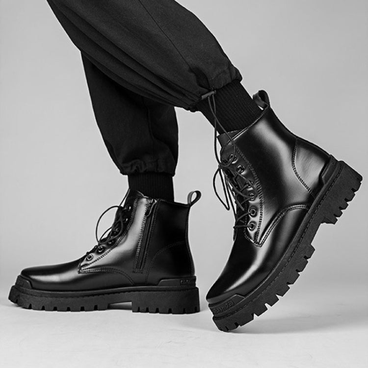 Men Martin Boots Motorcycle Leather Boots High Top Work Boots, Size: