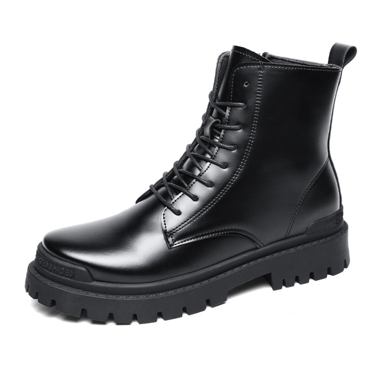 Men Martin Boots Motorcycle Leather Boots High Top Work Boots, Size: